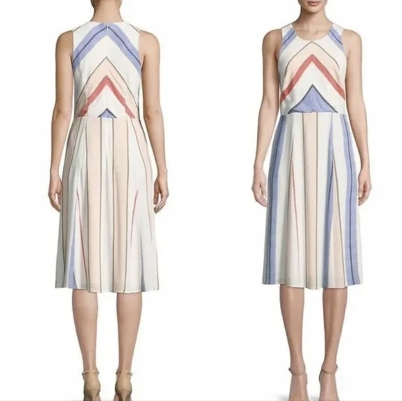 Highline Collective Sleeveless Stripe Dress Cream Blue Orange Peach Size 2 - Picture 1 of 10